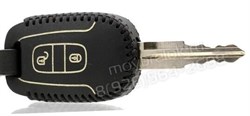Чехол на ключ-жало Шевроле кожаный 2 кнопки, черный - фото 16601