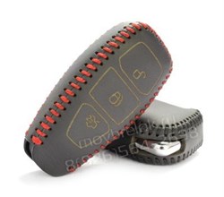 Чехол для смарт ключа Форд Kuga кожаный 3 кнопки, черный - фото 16641
