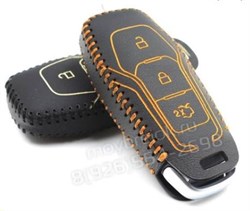 Чехол для смарт ключа Форд Mondeo кожаный 3 кнопки, черный - фото 16646