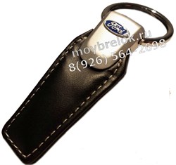 Брелок Форд для ключей кожаный (q-type), выпуклая эмблема - фото 21217