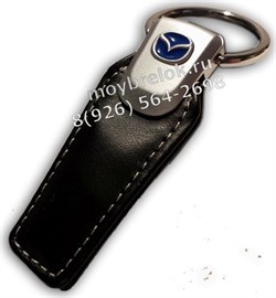 Брелок Мазда для ключей кожаный (q-type), выпуклая эмблема - фото 21528