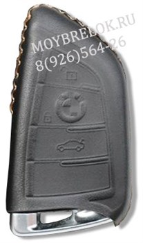 Чехол для смарт ключа БМВ X (3 кноп) мягкая натуральная кожа, черный - фото 23074
