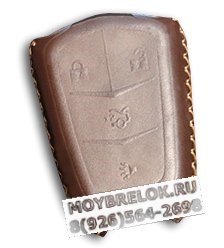 Чехол для смарт ключа Кадиллак (4 кноп) мягкая натуральная кожа, коричневый - фото 23078