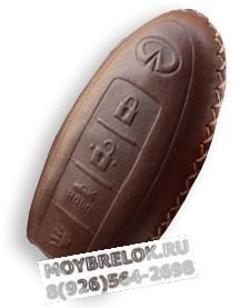Чехол для смарт ключа Инфинити (4 кноп) мягкая натуральная кожа, коричневый - фото 23084