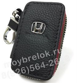Ключница Хонда черная с красной строчкой на застежке на молнии - фото 23488