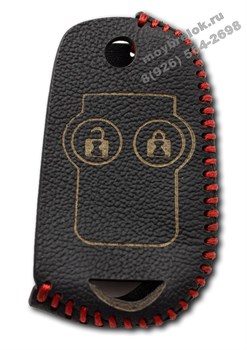 Чехол на выкидной ключ Хонда кожаный 2 кнопки, красный - фото 24322