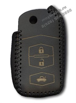 Чехол на выкидной ключ Мазда кожаный 3 кнопки, черный - фото 24513