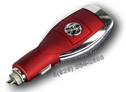 Зарядка Фольксваген в прикуриватель USB, красная - фото 24655