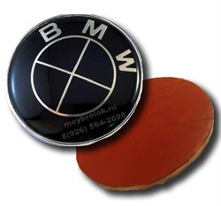 Наклейка БМВ черно-черная (66 мм), на двустороннем скотче - фото 25153