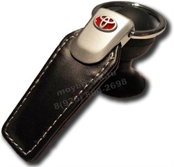 Брелок Тойота для ключей кожаный (q-type), выпуклая эмблема - фото 25453