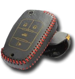 Чехол на выкидной ключ Шевроле кожаный 4 кнопки, красный - фото 25553