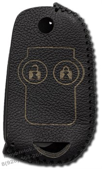 Чехол на выкидной ключ Хонда кожаный 2 кнопки, черный - фото 25558