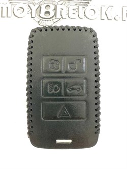 Чехол для смарт ключа Лэнд Ровер Ягуар, кожаный 5 кнопок, черный - фото 27448
