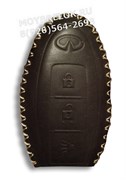 Чехол для смарт ключа Инфинити (3 кноп) мягкая натуральная кожа, черный