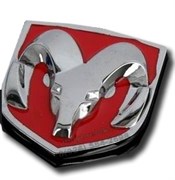Эмблема Додж 40x45 мм (металл, красн) капот / багажник