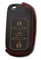 Чехол на выкидной ключ Шкода кожаный (дорестайл), красный - фото 25422